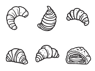 Croissant outline food drawing vector