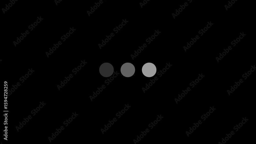 Poster three grayscale circles in a row on black background