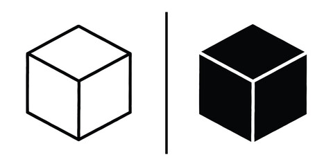 Cube Contrast: A minimalist composition presents two contrasting isometric cubes, one pristine and empty, the other solid and bold, highlighting the power of duality and form.