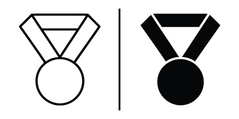 Medal of Achievement: A minimalist graphic with two distinct medal variations. One showcases the outline of the medal, the other in solid black, perfectly embodies accomplishment.