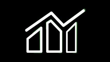 White and Green House and Arrow Illustration on Black Background
