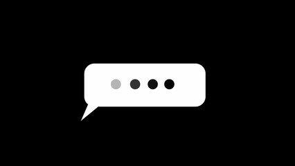White Chat Bubble with Dots on Black Background message