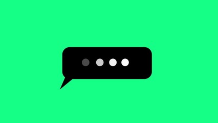 Black Speech Bubble with Dots on Green Background chat
