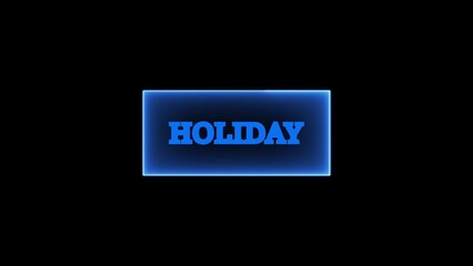 Blue Illuminated Holiday Text on Black Background glowing