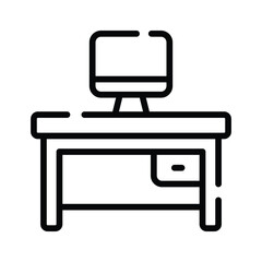 A premium outline icon of monitor stand table