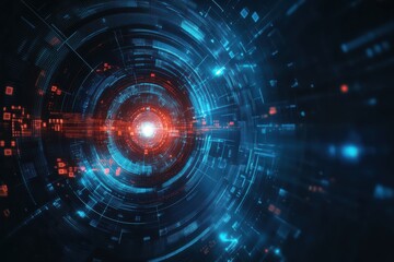 Obraz premium Futuristic digital vortex glowing with blue and red light abstract technology