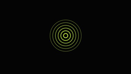 Concentric Green Circles on Black Background yellow