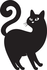 Obraz premium Elegant Dancing Cat Silhouette with Curled Tail. Vector icon