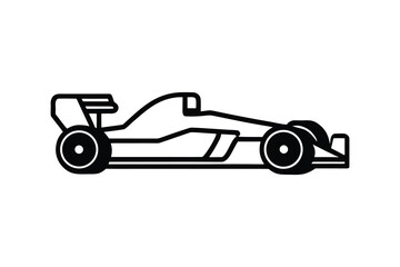 Obraz premium Sleek Formula One Racing Car Side View Minimalist Black and White Design Modern Automotive Silhouette