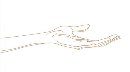 Elegant Outstretched Hand Line Art Design for Minimalist Composition