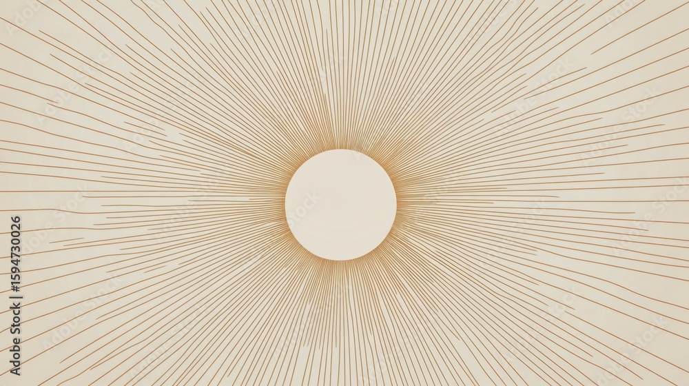 Poster abstract sunburst pattern with radiating lines and soft beige background