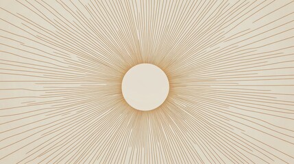 Abstract sunburst pattern with radiating lines and soft beige background