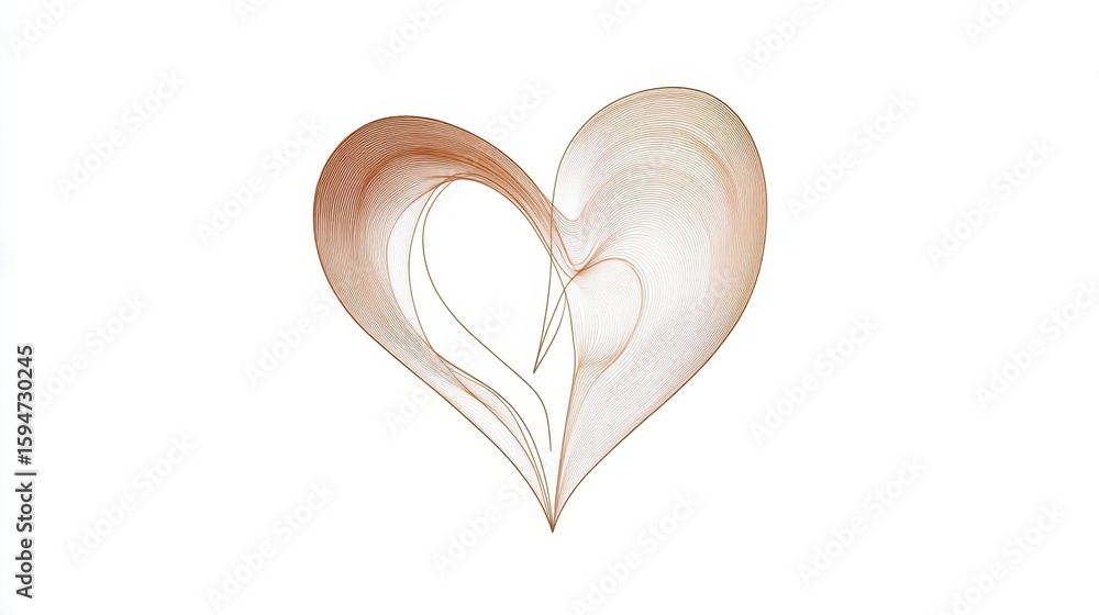 Poster elegant heart shape design with soft curves and gentle color tones