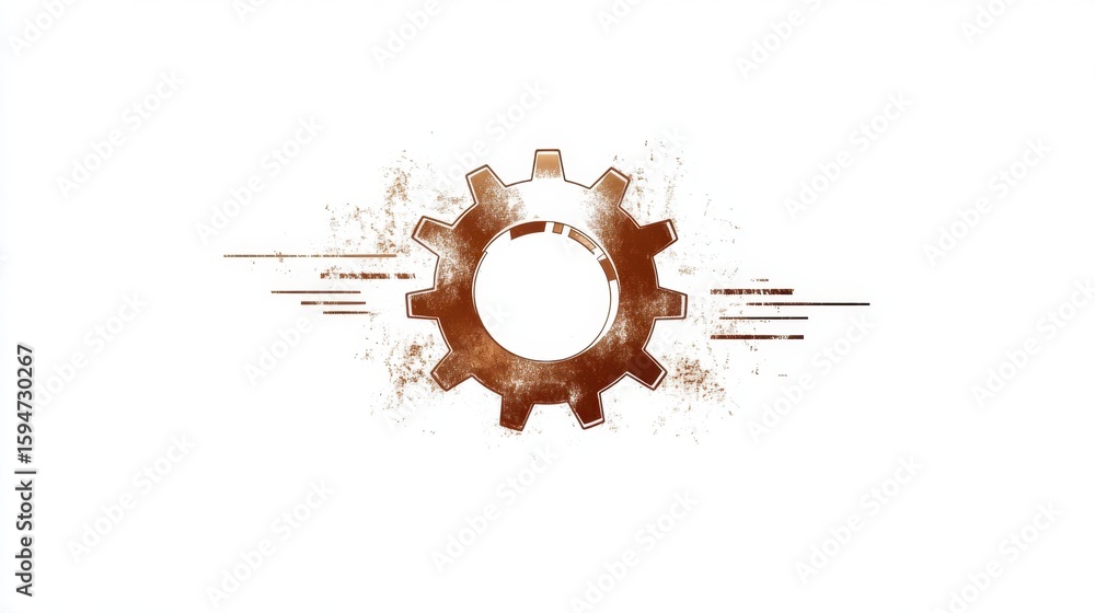 Poster abstract gear design with dynamic movement elements on white background