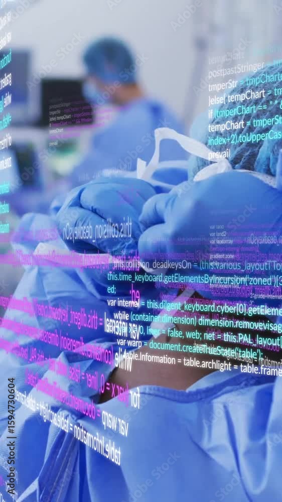 Poster animation of data processing over diverse surgeons during operation