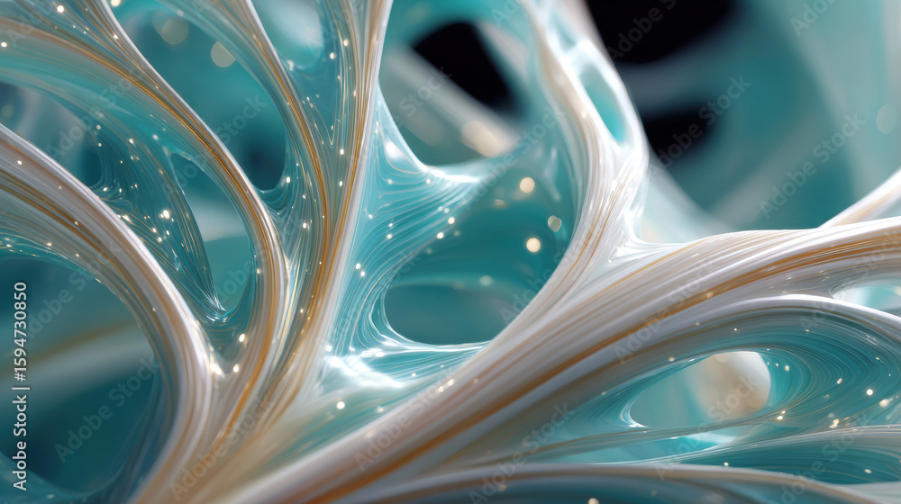 Poster abstract teal and white flowing structures background image