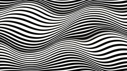 Black and White Abstract Wavy Lines Optical Illusion Background"