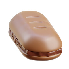 Brown 3d icon Chocolate Bread illustration
