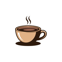 Fototapeta premium Steaming cup of coffee illustration isolated on a white background for design