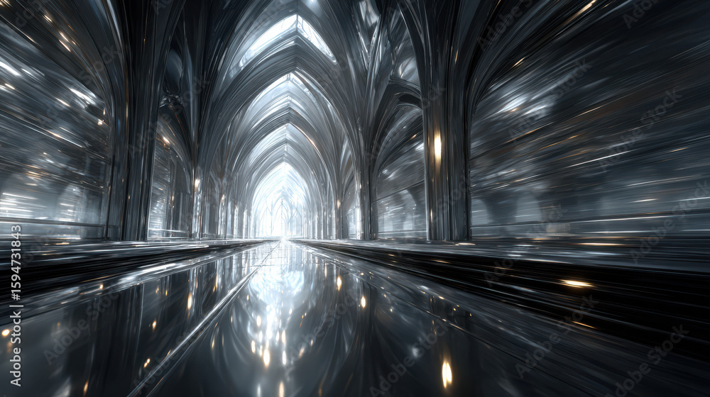 Poster illuminated hall with arches and reflections background image