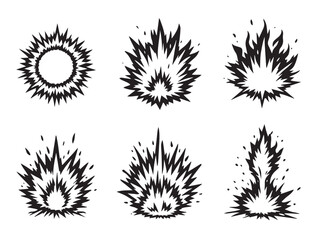 Fiery explosion flame outline vector