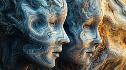 Abstract Artistic Representation of Human Faces in Swirling Patterns