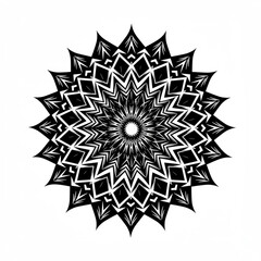 Intricate black and white geometric mandala design