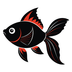 Digital Drawing of Betta Fish – High Detail in Monochrome Style