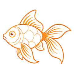 Gold Fish Line art on white