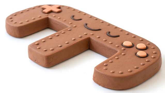 Cute chocolate controller cake with playful face and buttons
