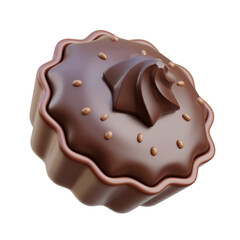 Brown 3d icon Chocolate Cupcake illustration