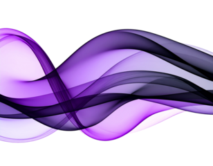 Dynamic Purple and Black Smoke Wave Flowing Gracefully, isolated PNG