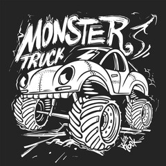 Monster truck graphic vector t-shirt design print