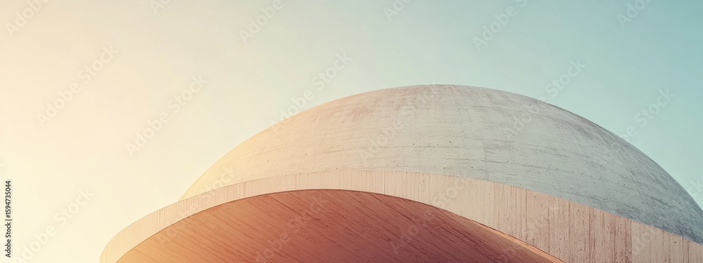 Poster modern architecture with smooth curves and soft lighting at sunset