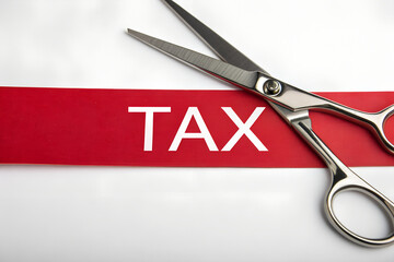Cutting Tax Costs with Scissors Symbol