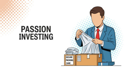 Collector Character Carefully Unwrapping a Vintage Comic Book Investment