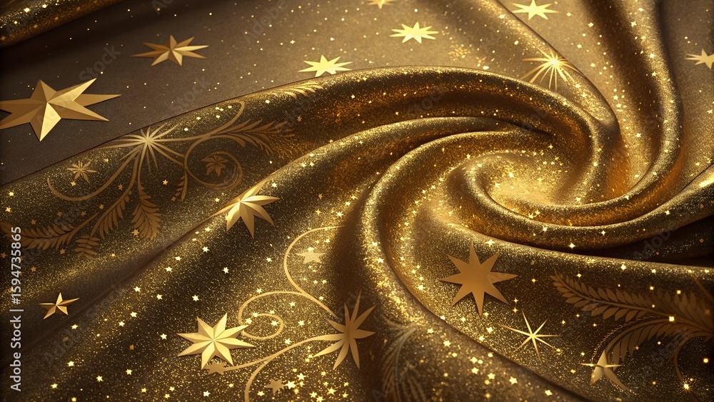 Fototapete abstract golden luxury glowing and shiny stars and bokeh lights falling animation and awards motion 