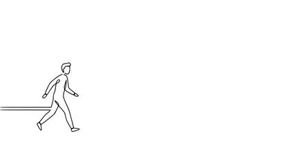 Fototapeta premium Walking person in single line outline vector style with minimal design 
