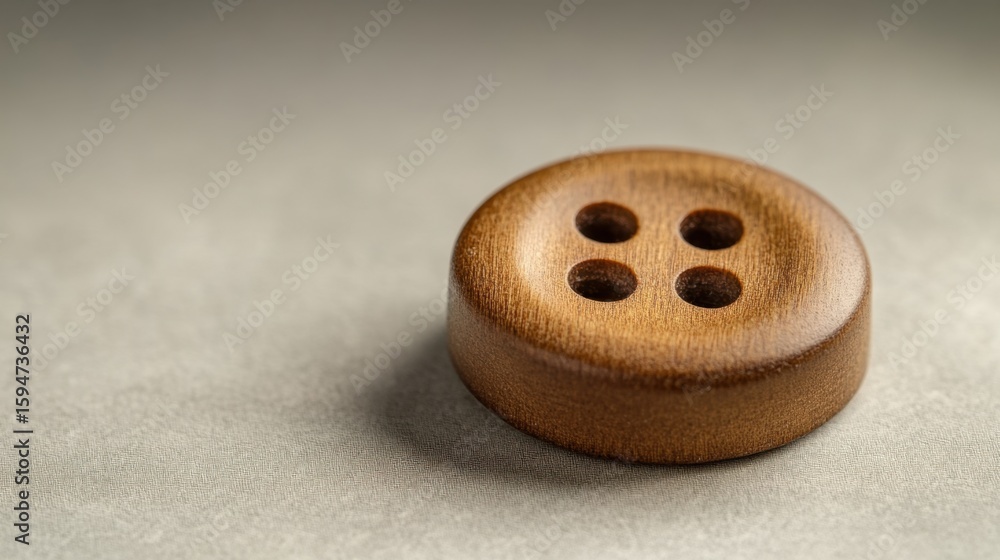 Poster wooden button on soft surface in minimalist design with elegant lighting