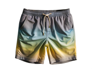 a pair of gradient swim trunks isolated on white background, png, ai generated.