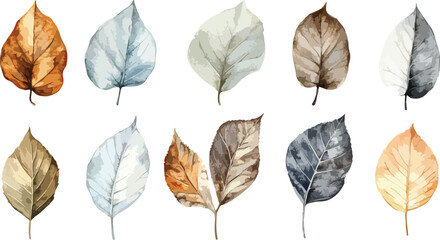 Watercolor Autumn Leaves Seamless Pattern on White Background for Fall Designs