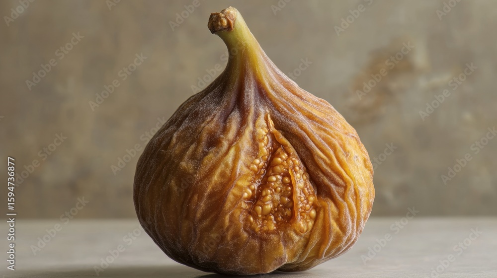 Aufkleber close-up of a softening figs on rustic background with textured surface