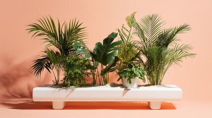Obraz premium Lush Tropical Plants in Modern Planter
