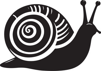 Detailed Snail with Swirling Shell Silhouette Vector