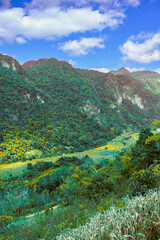 Chiang Mai Series : Beautiful natural scenery at Sui Thang View Point. Mountain ranges. Doi Pha Hom Pok National Park, Thailand. Angkhang mountain in Chiang Mai province.