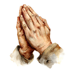 Watercolor Praying Hands Illustration - Religious Art, Spirituality, Hope, Faith, Prayer, Isolated on White Background