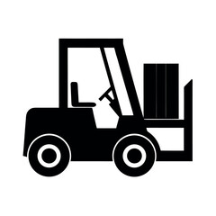 Naklejka premium Forklift lifting load for warehouse work Silhouette Vector illustration