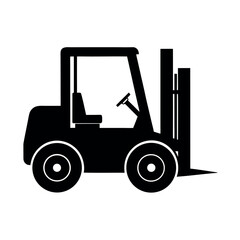 Silhouette of a forklift machine parked Silhouette Vector illustration