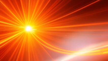 Abstract Orange Light Burst Background with Glowing Lines and Flare