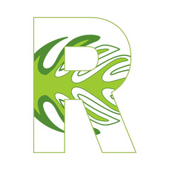 Letters 0-9 in green leaf pattern, refreshing, indicating the conservation of the world illustration.